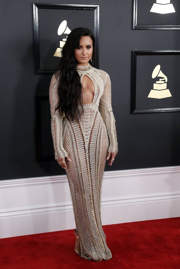 La cantante Demi Lovato, durante los premios Grammy.