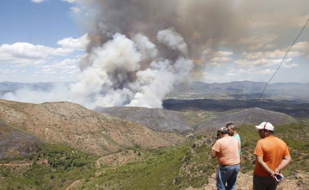 Incendio forestal en Gatova, Sierra Calderona.