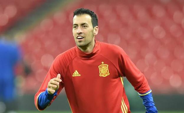 Sergio Busquets, en un entrenamiento con la selección. 