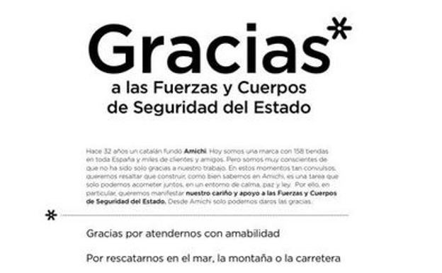 El mensaje de Amichi para dar las gracias a la Policía Nacional y Guardia Civil en Cataluña