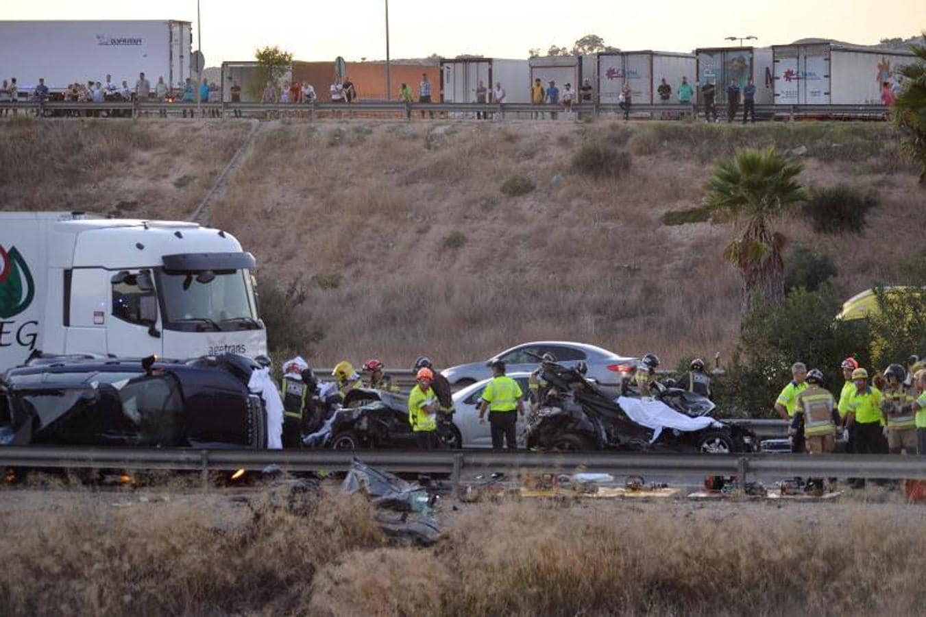 Fotos del accidente mortal en la A-7 en Murcia, donde han fallecido 5 personas