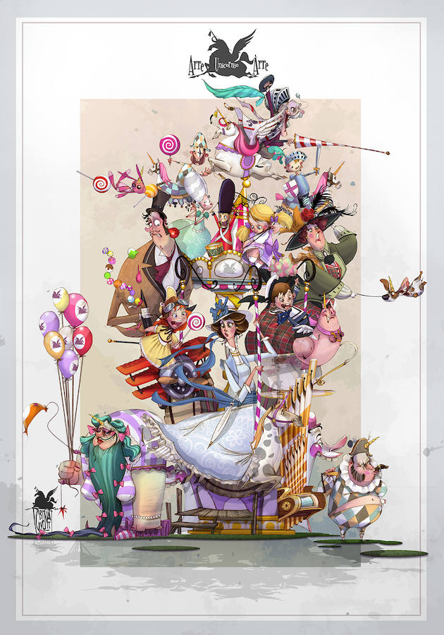 Falla L'Antiga de Campanar. Lema: 'Arre Unicornio Arre'. Artista: Carlos Carsí García. 