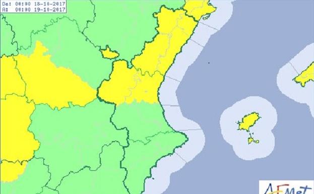 El tiempo en Valencia, Alicante y Castellón | Alerta amarilla por lluvias y tormentas mañana en Castellón y Valencia