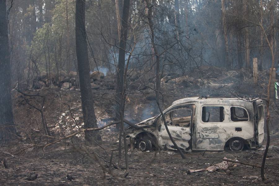 Fotos de la destrucción y la devastación provocada por los incendios forestales incontrolados en Galicia. 