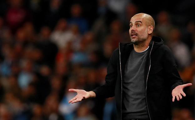 Pep Guardiola, durante un partido con el City. 