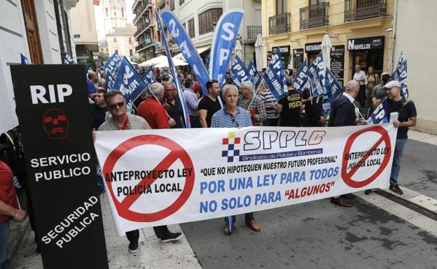 Protesta de policías en Valencia. 