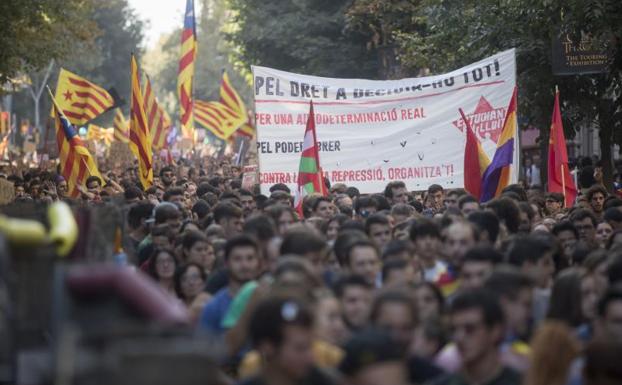 Manifestante en Barcelona.