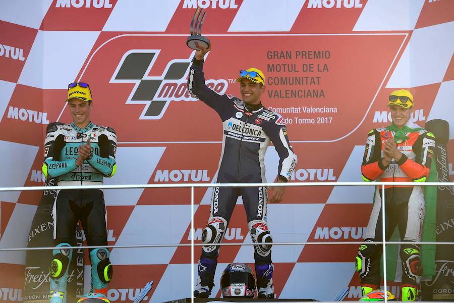 Estas son las mejores imágenes que deja la carrera de Moto3 y el podio de Jorge Martín en el circuito Ricardo Tormo