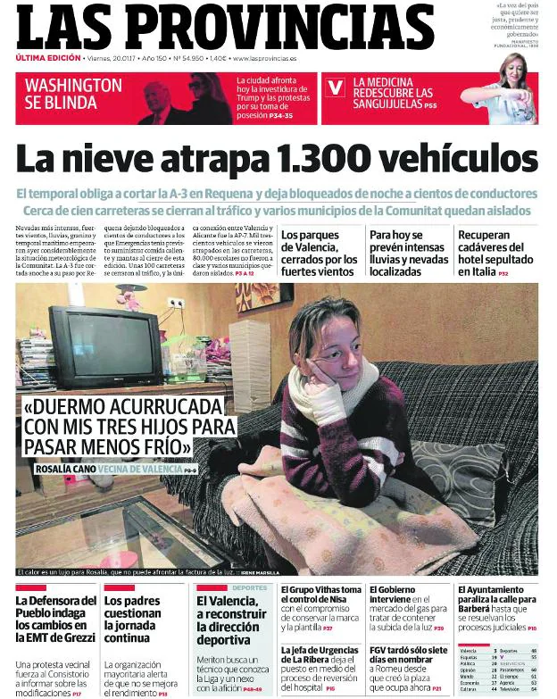 Portada de LAS PROVINCIAS correspondiente a este año.