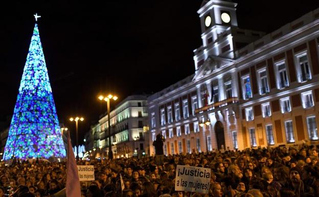 Manifestación contra la violencia machista en la madrileña Puerta del Sol.