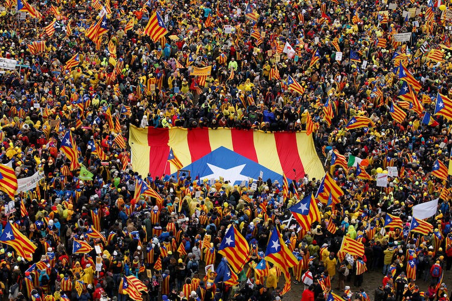 45.000 catalanes claman en favor de la independencia en el corazón de la UE.