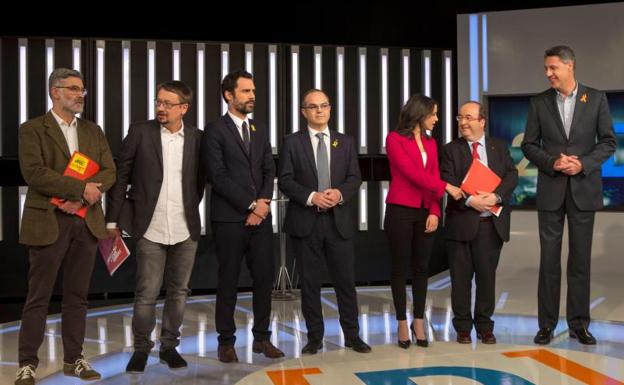 Los candidatos, antes del debate.