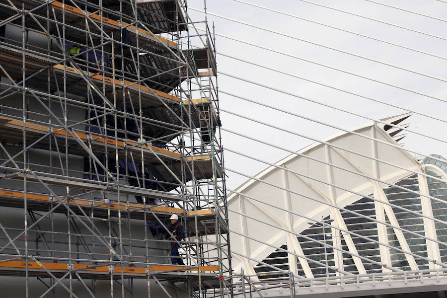 Fotos de las obras del Ágora, que acogerá el Caixafórum Valencia