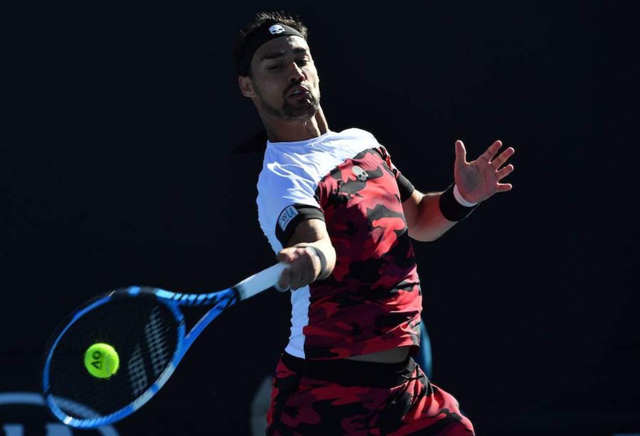 El italiano Fabio Fognini, calavera y camuflaje.