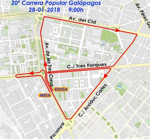 Calles cortadas el domingo por la XX Carrera Popular Galápagos