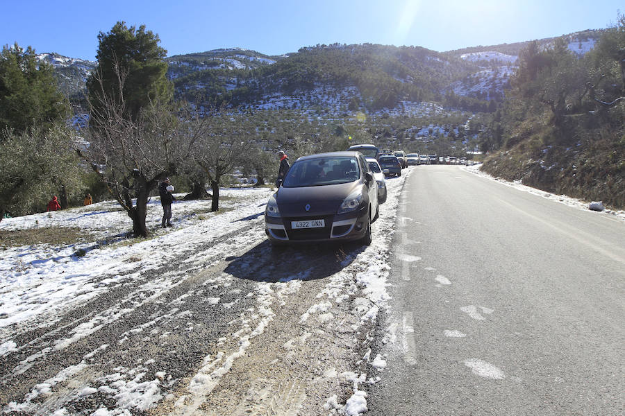 Muchos valencianos han aprovechado el fin de semana para acercarse a disfrutar de la nieve caída en los últimos días. Las zonas más visitadas están siendo los municipios de Agrés, Alcoy o Muro, en la provincia de Alicante, así como Morella y la comarca de Els Ports. Las temperaturas y el volumen de precipitaciones limita el disfrute a modestas batallas de bolas de nieve y la construcción de algunos muñecos, en los que más de uno ha aprovechado sus propias bufandas y gorros para decorarlos, debido a la clima primaveral que reinó durante la mañana del sábado.