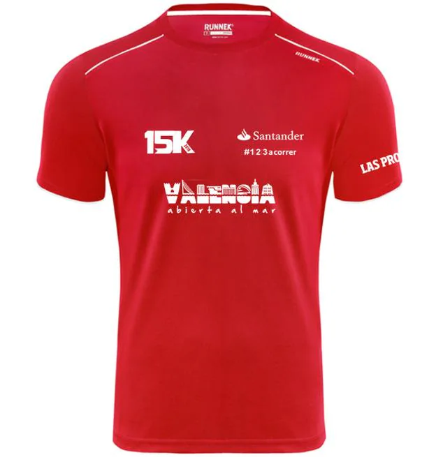  Rojo Santander. La camiseta será del color corporativo del banco, espónsor de la carrera. 