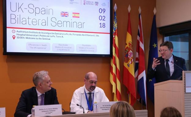 Ximo Puig, durante el seminario bilateral. 