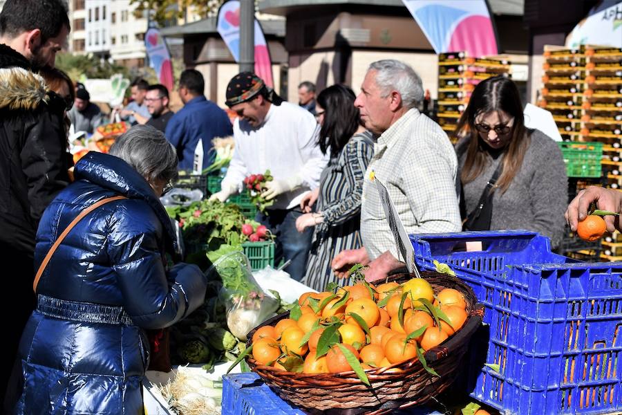 La plaza del Ayuntamiento de Valencia ha acogido este domingo la tercera edición del mercado de proximidad 'De l'Horta a la Plaça', en el que 55 productores y diez puestos de distribución han compartido el céntrico enclave de la ciudad con talleres, charlas y música. La propuesta de fomento de la producción agrícola de proximidad organizada por la Concejalía de Agricultura y Pueblos de Valencia arrancó a las 10 de la mañana con actividades divulgativas, culturales y lúdicas.