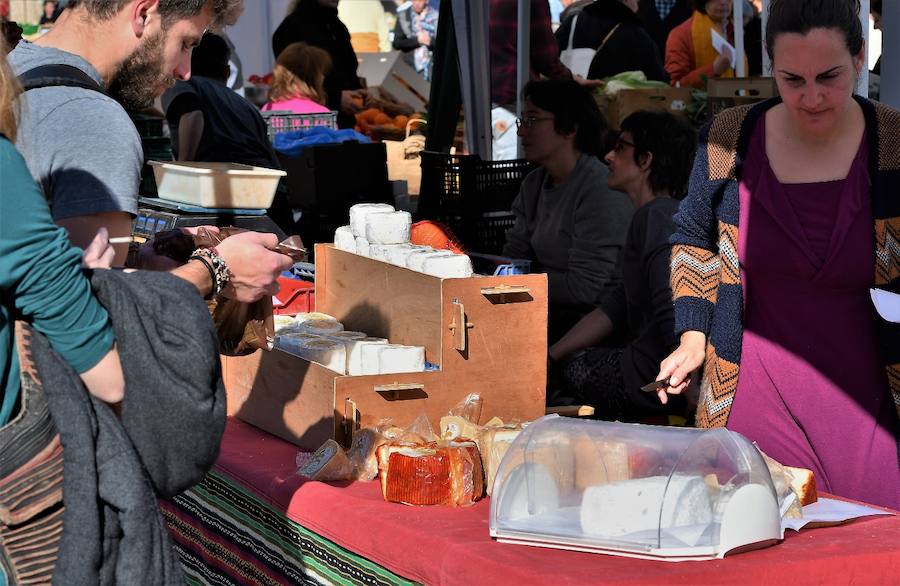 La plaza del Ayuntamiento de Valencia ha acogido este domingo la tercera edición del mercado de proximidad 'De l'Horta a la Plaça', en el que 55 productores y diez puestos de distribución han compartido el céntrico enclave de la ciudad con talleres, charlas y música. La propuesta de fomento de la producción agrícola de proximidad organizada por la Concejalía de Agricultura y Pueblos de Valencia arrancó a las 10 de la mañana con actividades divulgativas, culturales y lúdicas.