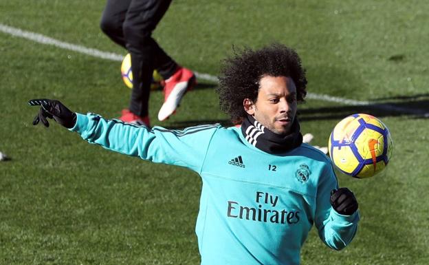 Marcelo, durante el entrenamiento. 