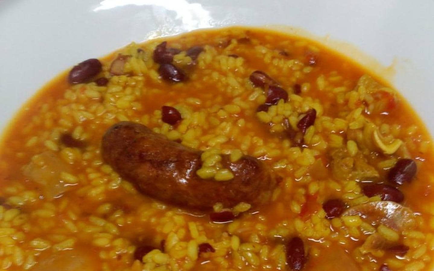 Arroz meloso con güeña en el Restaurante Fiesta (Requena).