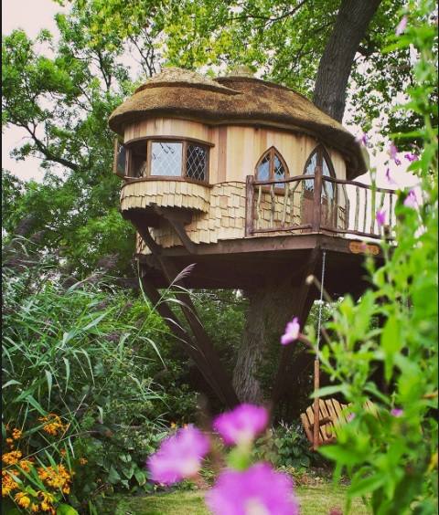 Casa de árbol del Castillo Amberley. (Reino Unido). Conocida como "el jardín de Inglaterra", esta región es un lugar idóneo para alojarse junto a un castillo medieval. 