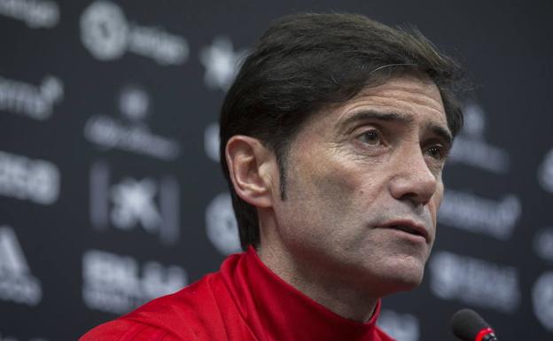 Marcelino en rueda de prensa.