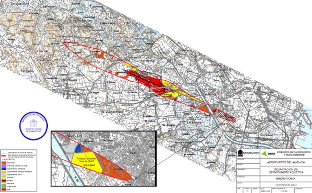 El mapa del ruido del aeropuerto de Valencia