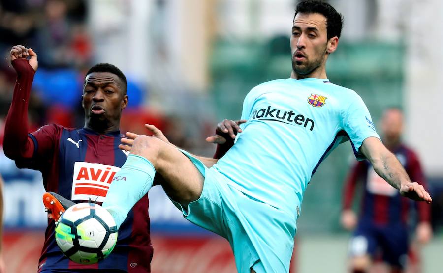 Tras dos empates consecutivos, el líder se reencontró con la victoria en Ipurua gracias a los tantos de Luis Suárez y Jordi Alba. 