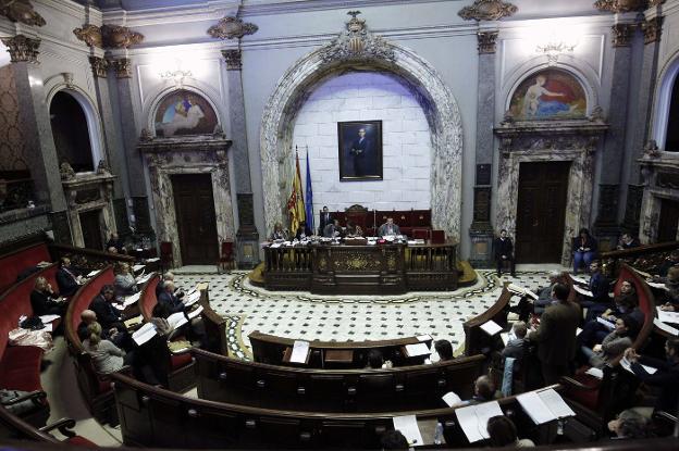 El hemiciclo del Ayuntamiento, en el pleno del mes de febrero. 