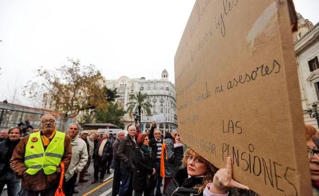 Manifestación celebrada la pasada semana en Valencia por unas pensiones dignas. 