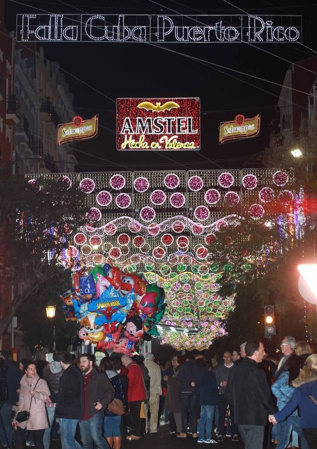 Iluminación de la falla Cuba-Puerto Rico, ganadora del primer premio de las Fallas 2018