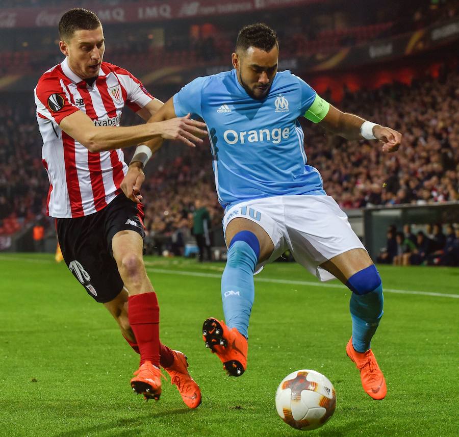 El cuadro bilbaíno sucumbió ante el Olympique de Marsella por 1-2 en San Mamés. Payet abrió el marcador de penalti y Ocampos remachó para los franceses. Williams recortó distancias y Aduriz fue expulsado por doble tarjeta amarilla.