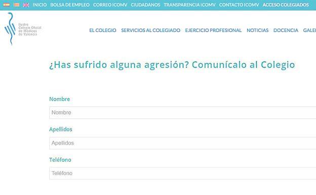 Captura del formulario de la web del ICOMV: