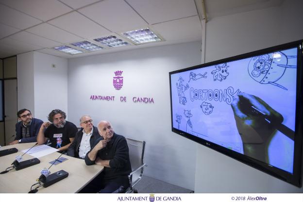 Javier Pastor, Alessandro d'Urso, Abel Guarinos y Joan Muñoz, en la presentación de Cortoons. 