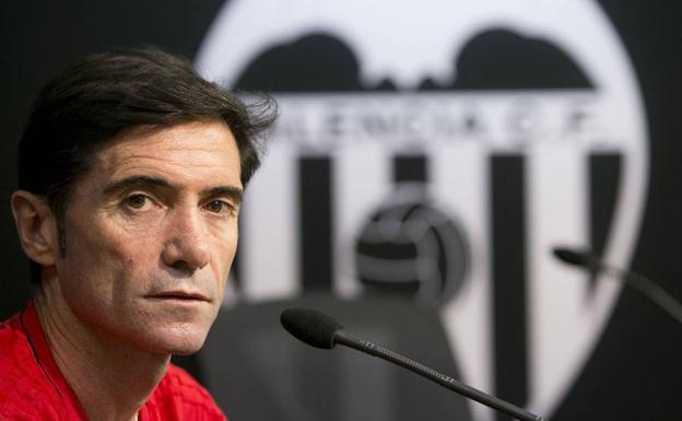 Marcelino, en una rueda de prensa. 