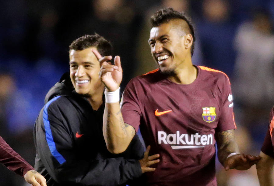 Así celebraron los jugadores del Fútbol Club Barcelona la vigésimo quinta Liga en la historia del club, después de doblegar al Deportivo en Riazor.