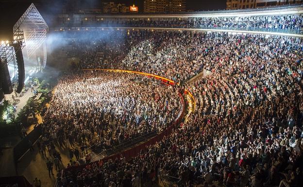 Concierto de música en la Plaza de Toros de Valencia, en una imagen de archivo.