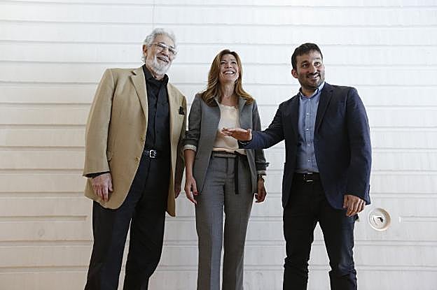 Plácido Domingo, Susana Lloret y Vicent Marzà, ayer, en la presentación del nuevo patronato de Les Arts. 