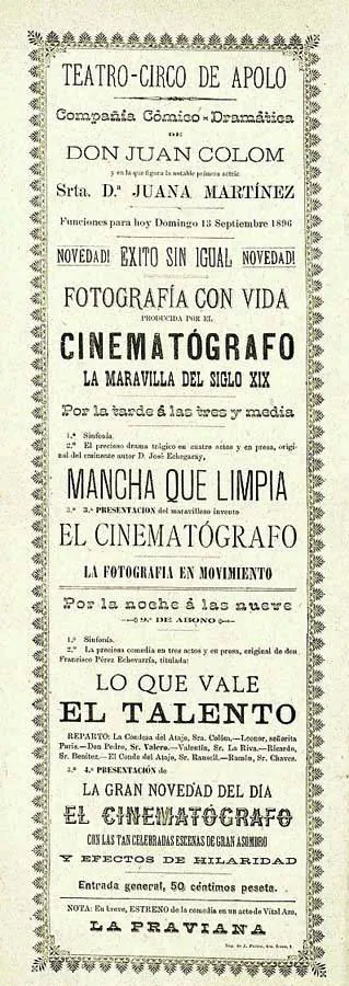 Un tique del cinematógrafo en el antiguo Teatro Circo Apolo de Valencia.