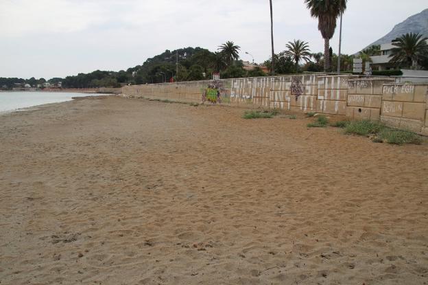 Tramo de la playa de la Marineta Cassiana donde se colocará el chiringuito adjudicado ayer en Dénia junto a otros seis lotes. 