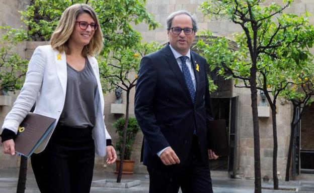 El presidente de la Generalitat , Quim Torra, y la consellera de Presidencia, Elsa Artadi.