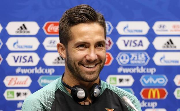 Joao Moutinho, durante la rueda de prensa. 