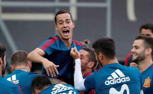 Lucas Vázquez, en un entrenamiento. 