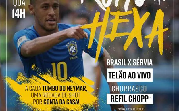 Cartel que anuncia una ronda de chupitos por cada caída de Neymar.