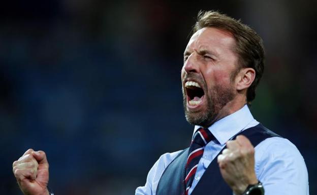 Southgate celebrando el pase de Inglaterra a cuartos de final