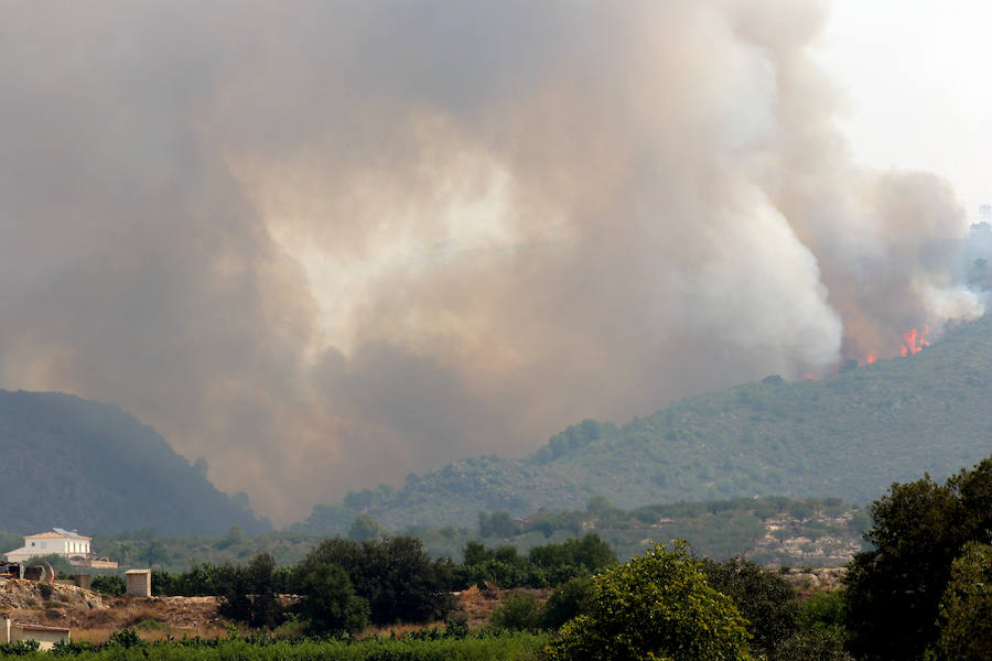 El incendio de Llutxent, activo desde el pasado lunes, sigue sin control a miércoles 8 de agosto