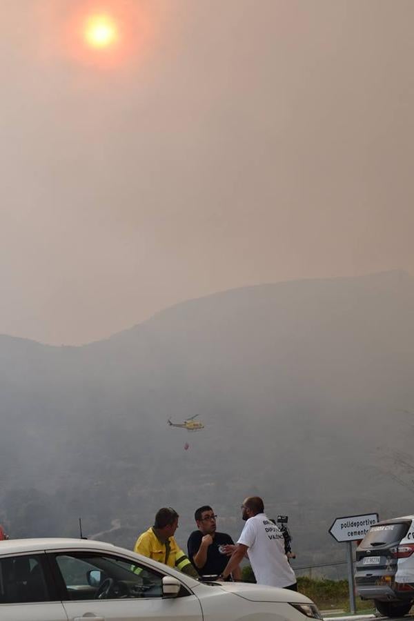 Trabajos de las Brigadas Forestales para la extinción de incendio en Llutxent.