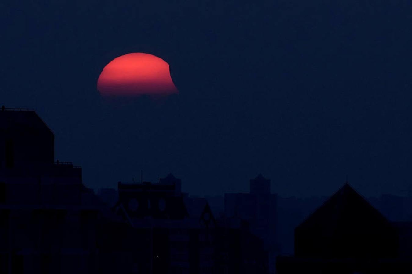 El eclipse visto desde Shanghai.